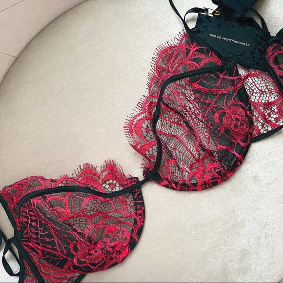 Kiki de Montparnasse Coquette Bra Red Black NWT 32 - Picture 5 of 7
